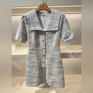 Sandro Blue and White Mini Dress